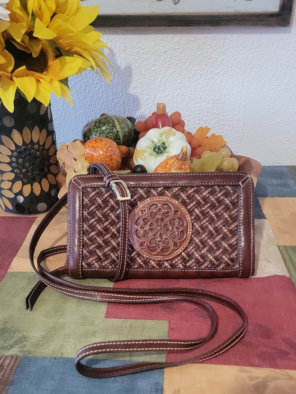 Brighton × Ferrara Montecito Woven Zip Wallet With Adjustable Crossbody Strap
